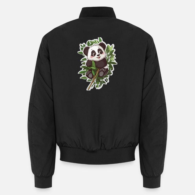 Cute Panda Bear - Unisex Bomber Jacket - black