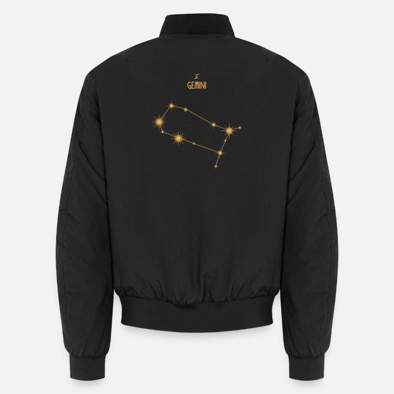 Signe du zodiaque Gémeaux Constellation d’étoiles Tons dorés Bomber unisexe