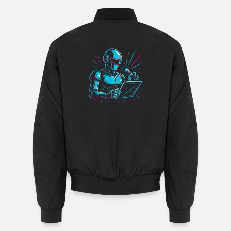 Roboter mit Laptop & Stift Unisex Bomberjacke