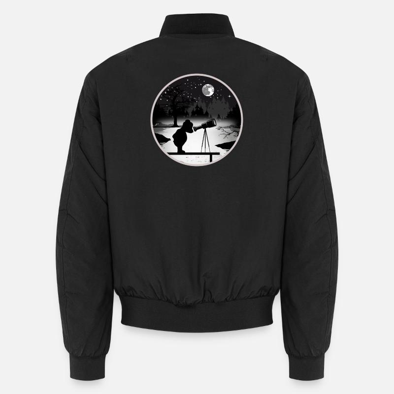 Bear with telescope under the starry sky Unisex Bomber Jacket