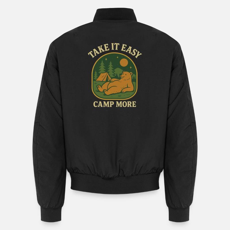 Motif d’ours douillet pour le camping - Bomber unisexe - noir