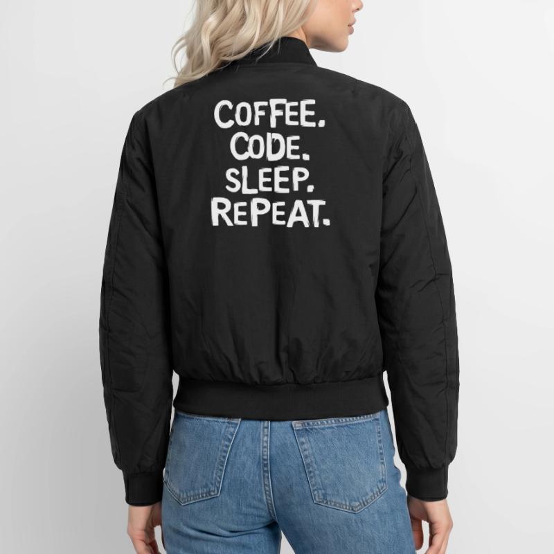 coffee code sleep - repeat programmer work Unisex Bomber Jacket