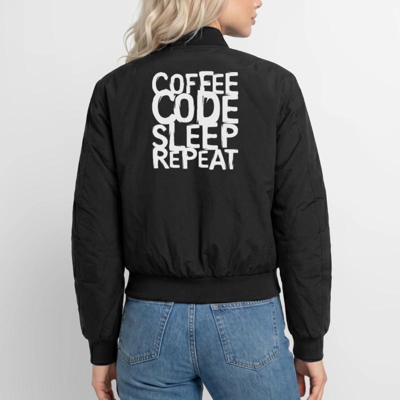 coffee code Programmierer - Informatik Arbeit Logo Unisex Bomberjacke