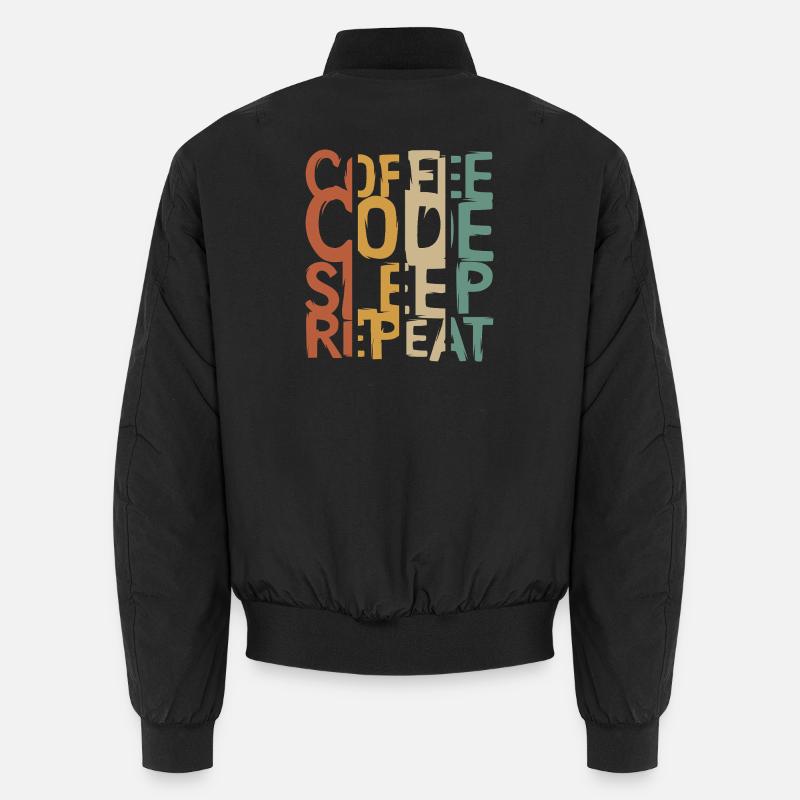 Coffee Code Sleep Repeat – Developer Design - Unisex Bomber Jacket - black