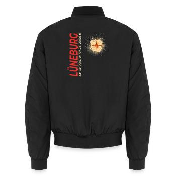 Lüneburg - Unisex Bomberjacke - Schwarz - Hinten - AI Model Male 185 light (185cm)