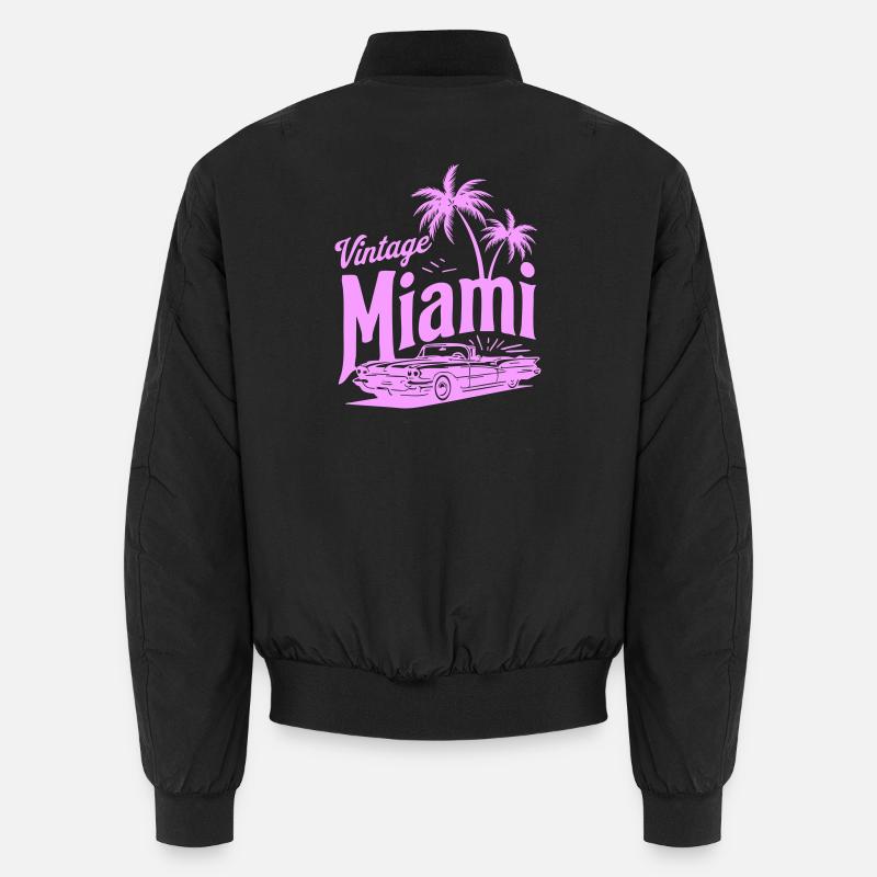 Vintage Miami Pink Palmen & Oldtimer Design Unisex Bomberjacke