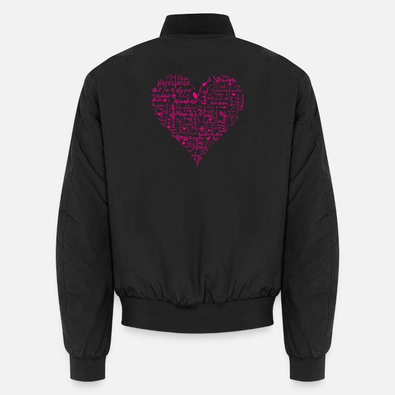 Maritimes Herz, magenta - Unisex Bomberjacke - Schwarz