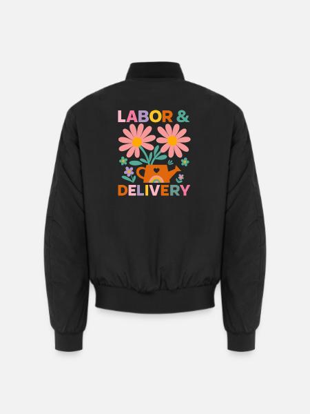 Blumen Wehen und Geburt Feier T-Shirt - Unisex Bomberjacke - Schwarz