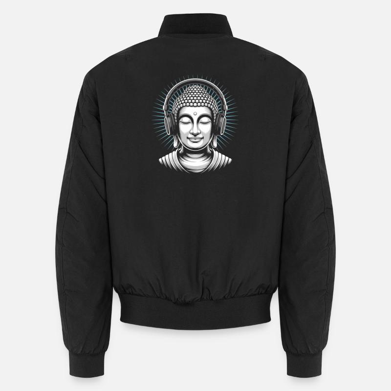 Bouddha avec casque Mindfulness Musique Boho Zen Bomber unisexe