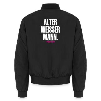 VIEIL HOMME BLANC Design - Bomber unisexe - noir - Dos - AI Model Male 185 light (185cm)