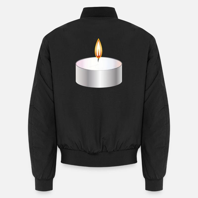 Brennendes Teelicht Kerze schlichtes Symbol Unisex Bomberjacke