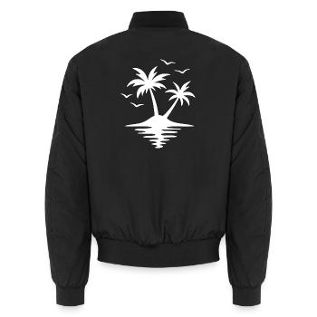 Tropische Sonnenuntergangspalmen-Silhouette - Unisex Bomberjacke - Schwarz - Hinten - AI Model Male 185 light (185cm)
