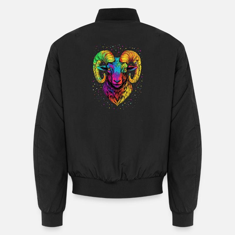 Widder Mufflon Aries Wilde Schafe Männliches Schaf Unisex Bomberjacke