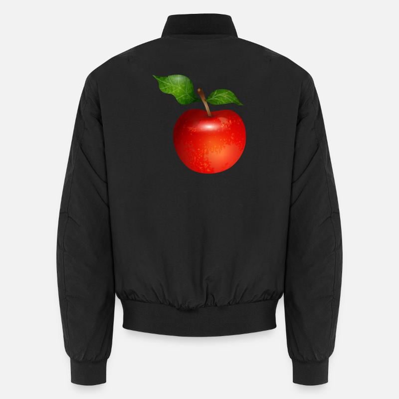 Pomme rouge vif avec illustration de feuilles Bomber unisexe