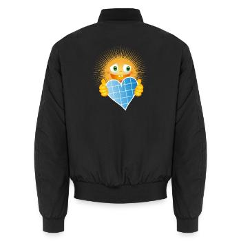 Soleil radieux avec un cœur fait de cellules solaires - Bomber unisexe - noir - Dos - AI Model Male 185 light (185cm)