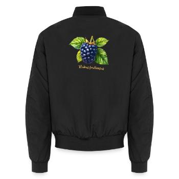 Brombeere – Botanisches Aquarell im Vintage-Stil - Unisex Bomberjacke - Schwarz - Hinten - AI Model Male 185 light (185cm)
