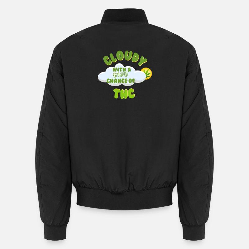 Cloudy THC Celebration Design - Unisex Bomber Jacket - black