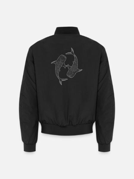 Kompliziertes Hai-Motiv für einzigartige Bekleidung - Unisex Bomberjacke - Schwarz