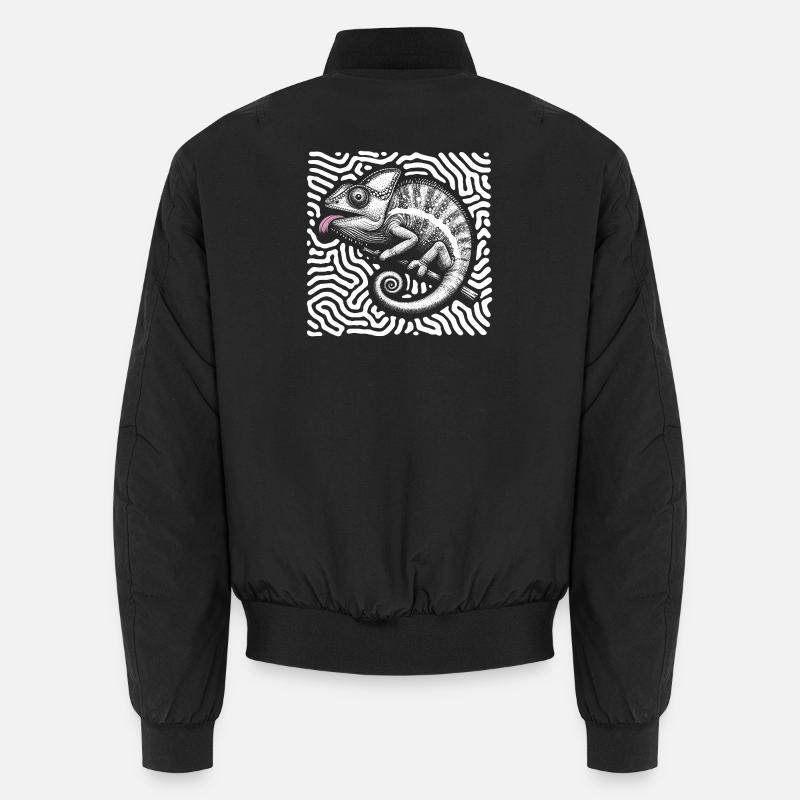 Chameleon pastel tribal art - Unisex Bomber Jacket - black
