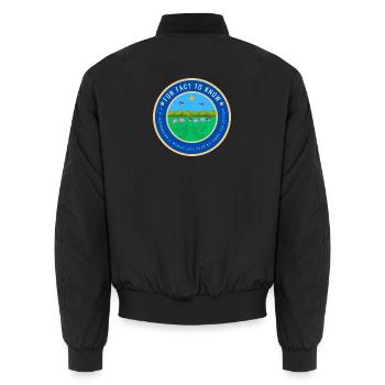 A hummingbird's wings can flap 80 times per second - Unisex Bomber Jacket - black - Back - AI Model Male 185 light (185cm)