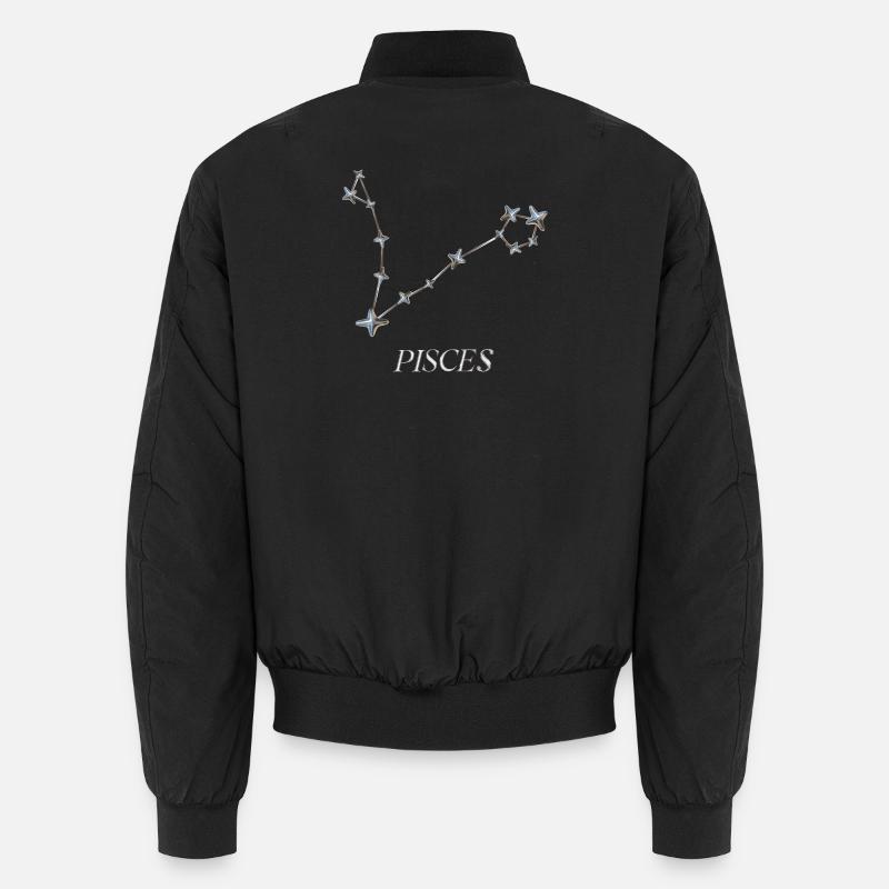 Pisces Sternbild – Minimalistische Silber-Konstell Unisex Bomberjacke