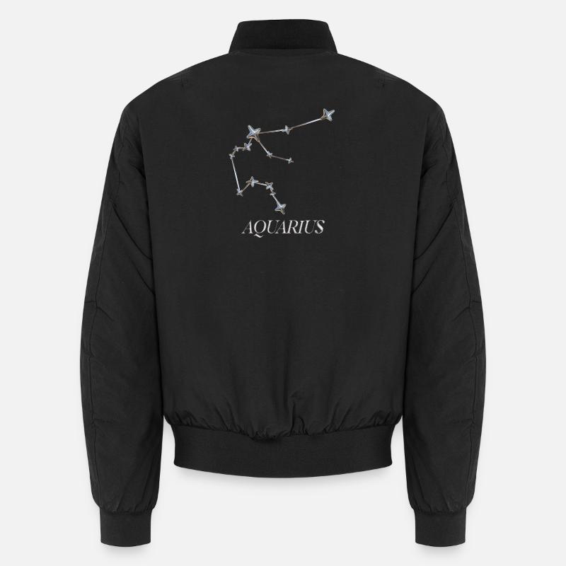 Aquarius Constellation – Silver Minimal Constellation - Unisex Bomber Jacket - black