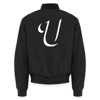 Elegantes Letter U muster mit dynamischer Form - Unisex Bomberjacke - Schwarz - Hinten - AI Model Male 185 light (185cm)