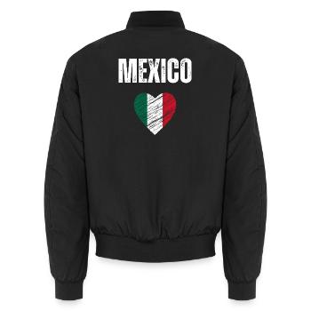 I love Mexico, flag of Mexico - Unisex Bomber Jacket - black - Back - AI Model Male 185 light (185cm)