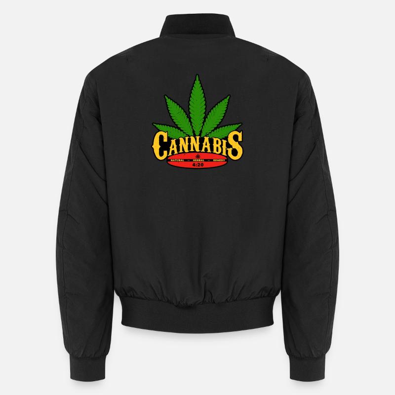 Cannabis Blatt Retro Abzeichen Design - Unisex Bomberjacke - Schwarz