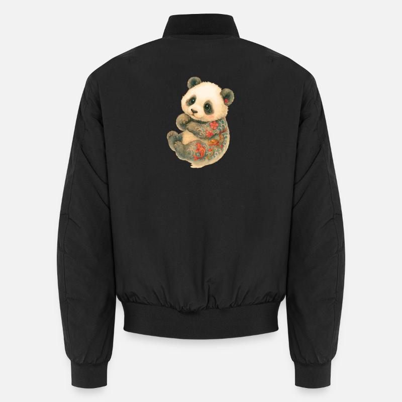 Yakuza Panda – Calm Inked Cub - Unisex Bomber Jacket - black