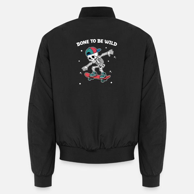 Skull Skeleton Skateboard Abenteuer - Unisex Bomberjacke - Schwarz