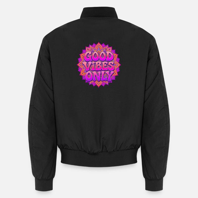 Positive Energy Mandala Retro Boho Art - Unisex Bomber Jacket - black