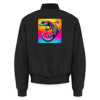 Gecko - Unisex Bomberjacke - Schwarz - Hinten - AI Model Male 185 light (185cm)