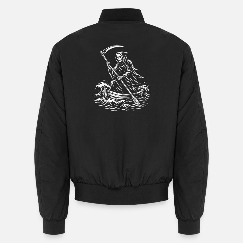 Makabres Sensenmann-Bootsdesign Unisex Bomberjacke