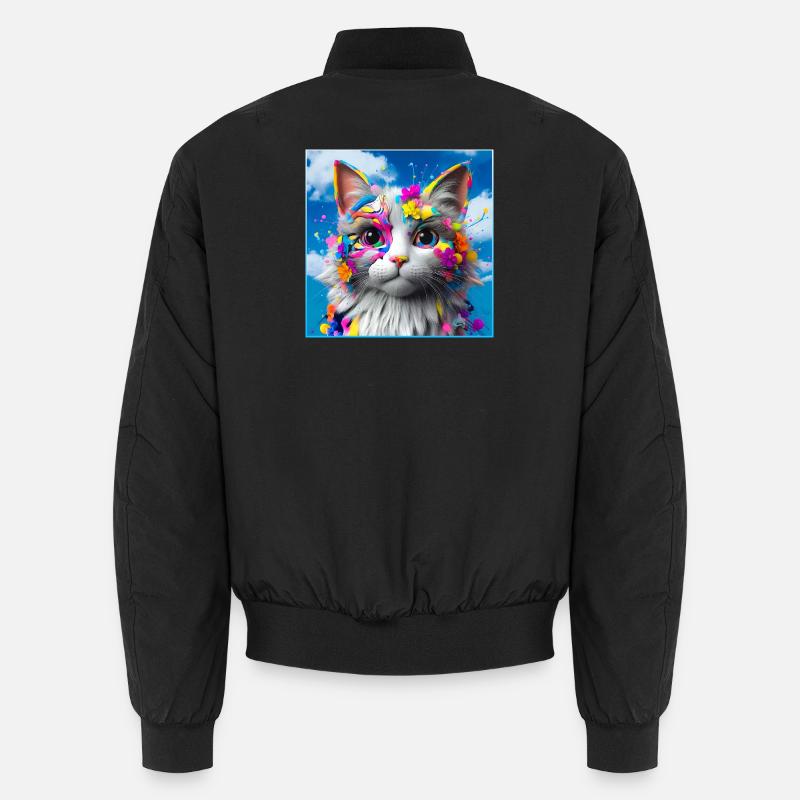 Farbenfrohe Katze - Unisex Bomberjacke - Schwarz