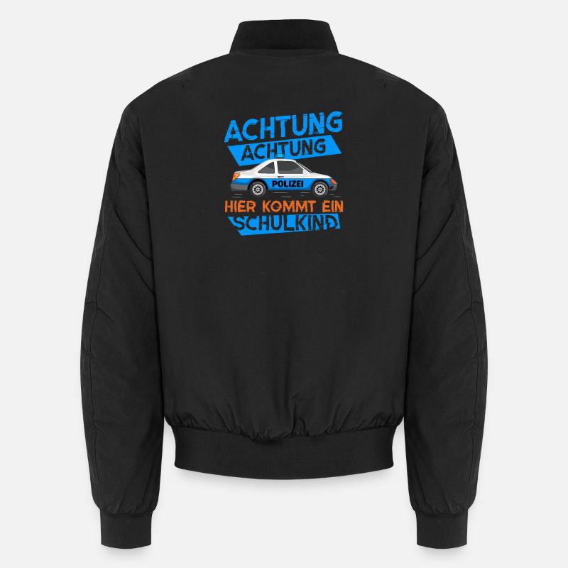 Polizeiauto mit Warnmeldung zum Schulstart - Unisex Bomberjacke - Schwarz