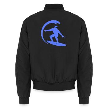 Surfer Wellenreiten Surfboard Silhouette Sommer  - Unisex Bomberjacke - Schwarz - Hinten - AI Model Male 185 light (185cm)