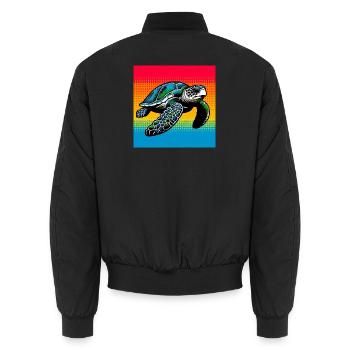 turtle - Unisex Bomber Jacket - black - Back - AI Model Male 185 light (185cm)