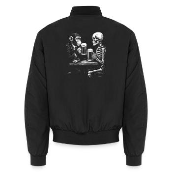 Humorvoller Skelett- und Affenbier-Toast - Unisex Bomberjacke - Schwarz - Hinten - AI Model Male 185 light (185cm)