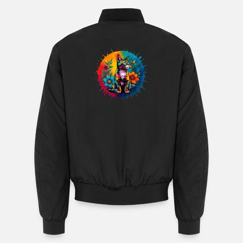 Chat décoratif coloré avec des fleurs Bomber unisexe