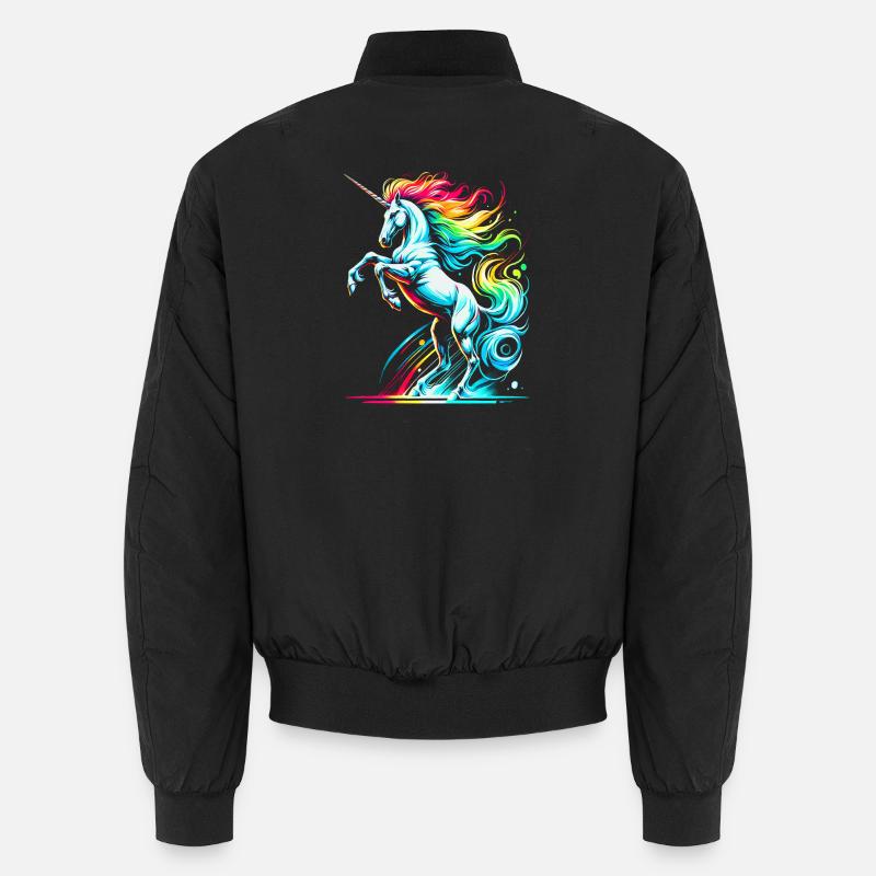 Lebendige Neon-Einhorn-Toleranz-Illustration Unisex Bomberjacke