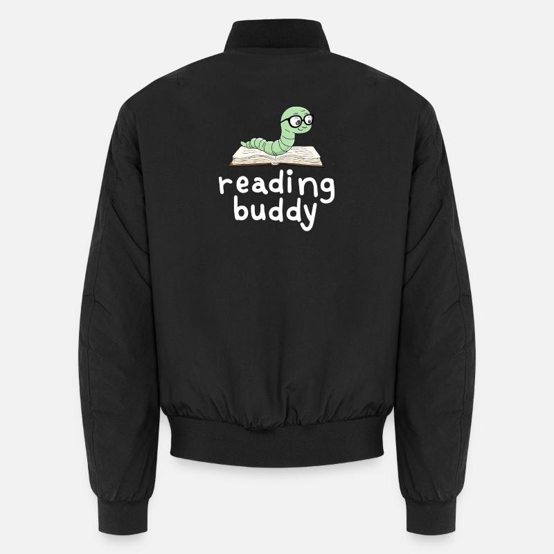 Reading friend Cute bookworm with book Unisex Bomber Jacket