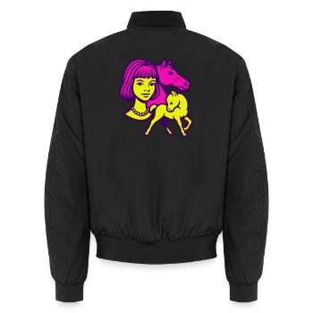 Pferdemädchen Pop-Art - Unisex Bomberjacke - Schwarz - Hinten - AI Model Male 185 light (185cm)