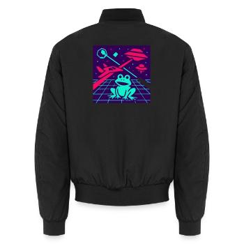 Space Frog - Unisex Bomber Jacket - black - Back - AI Model Male 185 light (185cm)