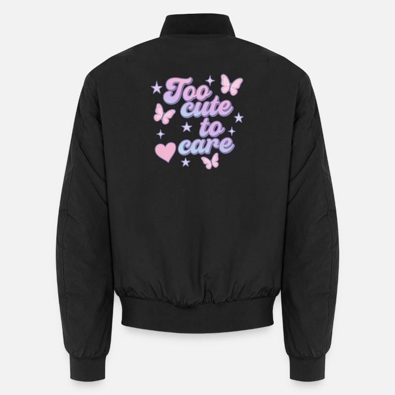 too cute to care - Unisex Bomber Jacket - black