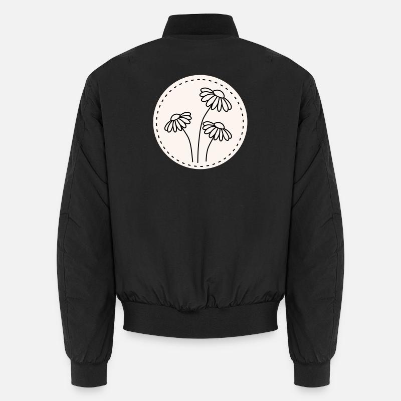 Gänseblümchen Line Art – Blumen Motiv Kreis Unisex Bomberjacke