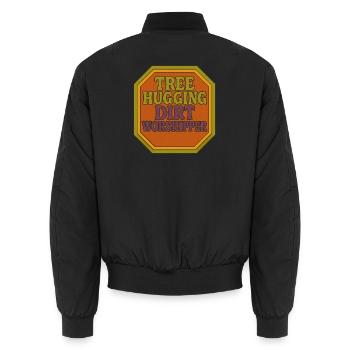 Arbre étreignant la terre Adorateur Badge - Bomber unisexe - noir - Dos - AI Model Male 185 light (185cm)