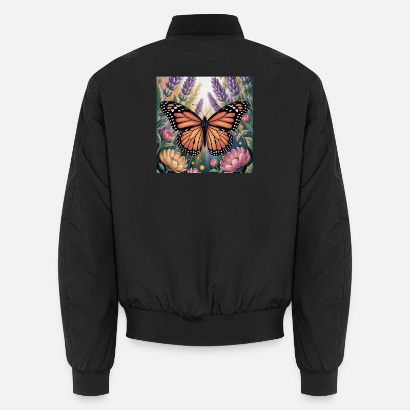 Lebendiger Monarchfalter Amidlavender blüht Unisex Bomberjacke