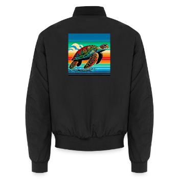 turtle - Unisex Bomber Jacket - black - Back - AI Model Male 185 light (185cm)