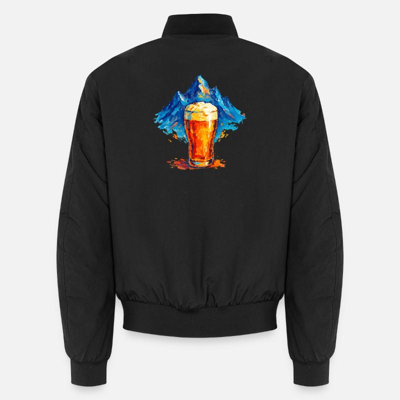 Bergkulisse mit Bierglas - Unisex Bomberjacke - Schwarz